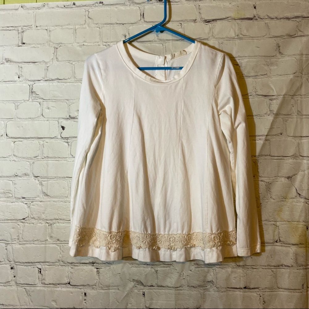 Altar’d State White Crochet Lace Small Long Sleeve Blouse